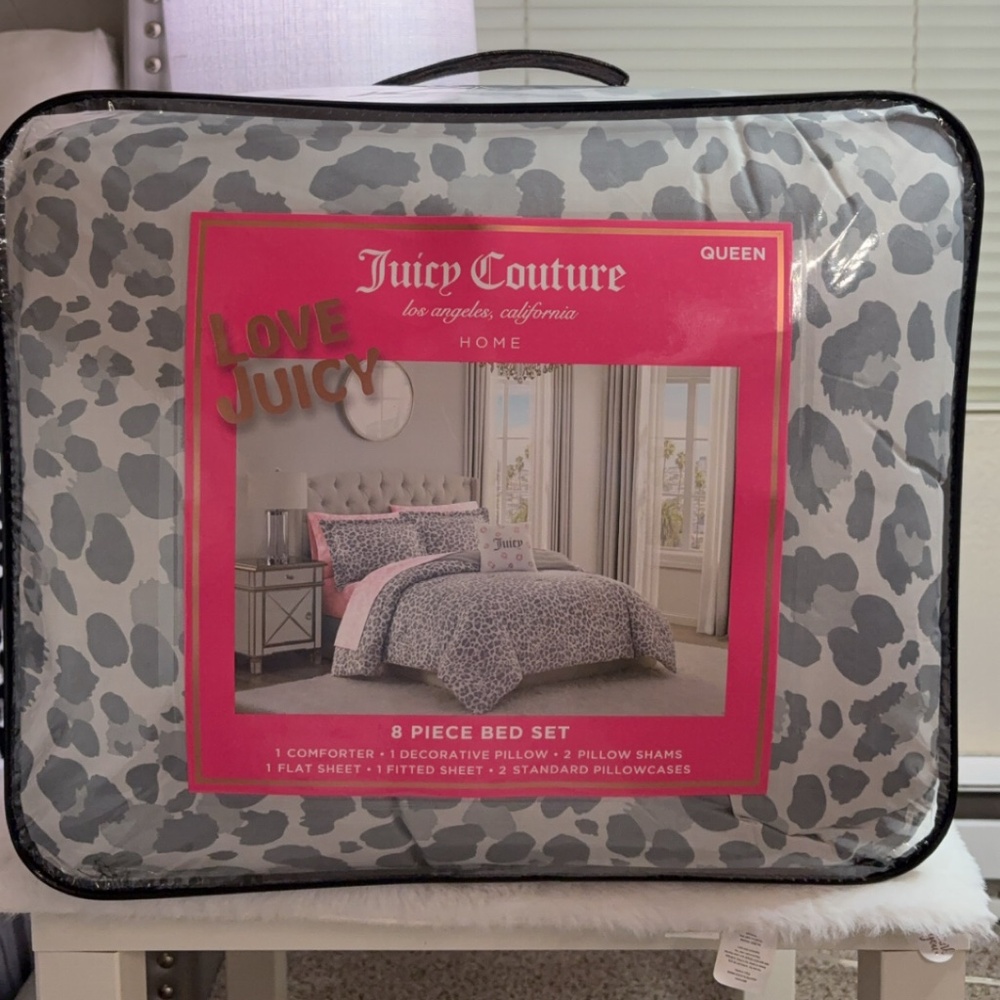 Juicy Couture leopard print queen bedding